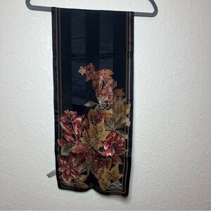 Oscar de la Renta vintage autumn leaves foliage sheer silk classic elegant scarf